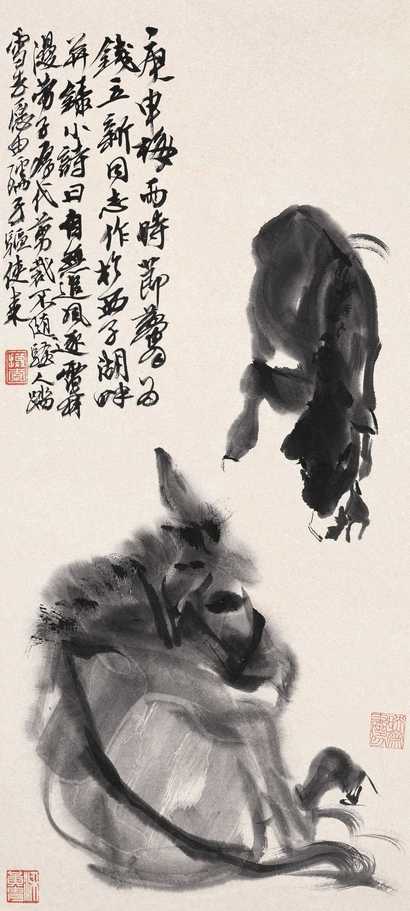黄冑 1980年作 墨驴图 立轴